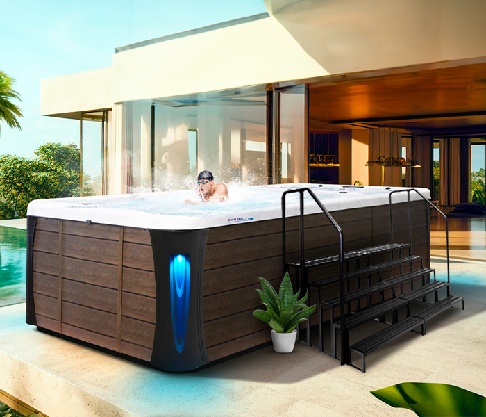 Calspas hot tub being used in a family setting - Oceanside