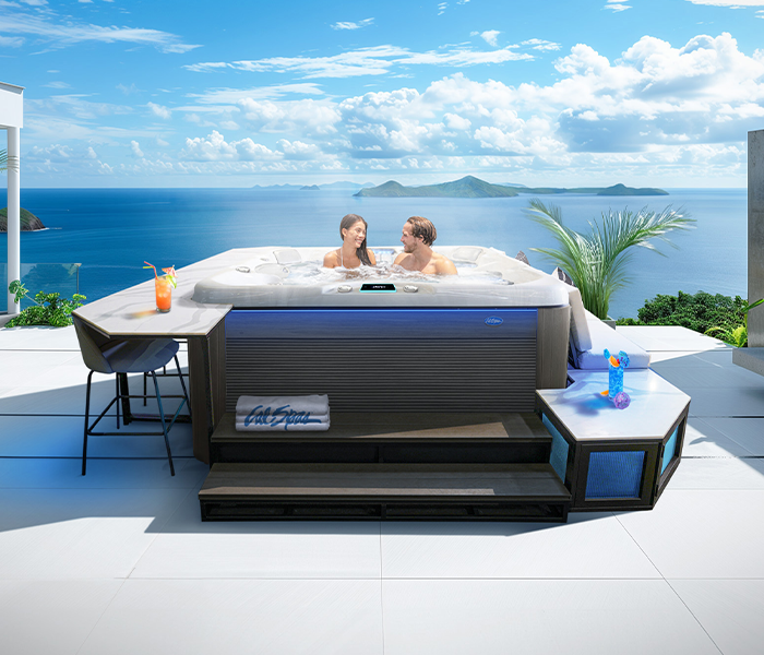 Calspas hot tub being used in a family setting - Oceanside